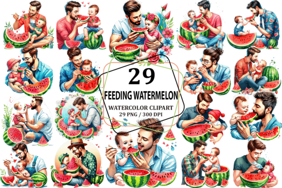 Download Feeding Watermelon Father's Day Clipart - Feeding Collection