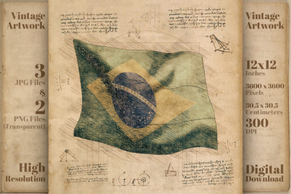 Download Flag Brazil Retro World Country Drawing - Raw Collection