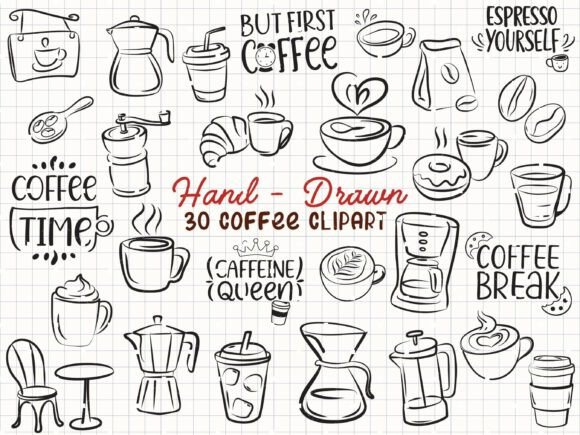 Download Coffee Svg Hand Drawn Cafe Clipart - Raw Collection