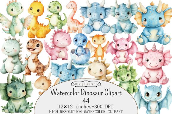Download Watercolor Dinosaur Clipart - Dinosaur Collection