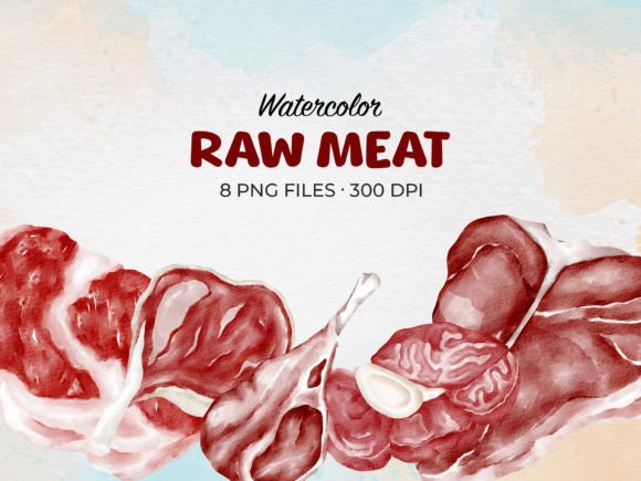 Download Watercolor Raw Meat Clip Art - Raw Collection