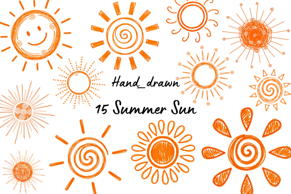 Download 15 Hand-Drawn Summer Sun Illustrations - Raw Collection
