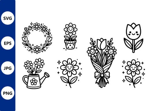Download Cute Floral Bouquet Black White Vector - Premium Resources