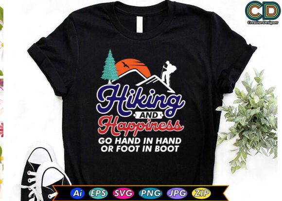 Download HIKING and HAPPINESS T-shirt Designs - Premium Bundle