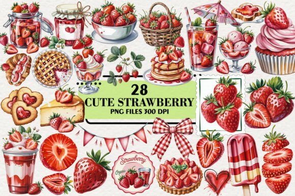 Download Kawaii Strawberry Clipart Bundle - Raw Collection