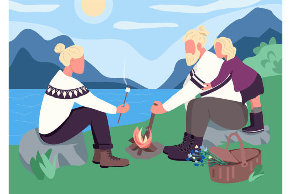 Download Nordic Family Picnic Flat Illustration - Family picnic Collection