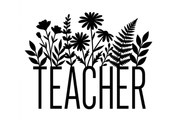 Download Teacher Floral Black and White SVG - Premium Resources