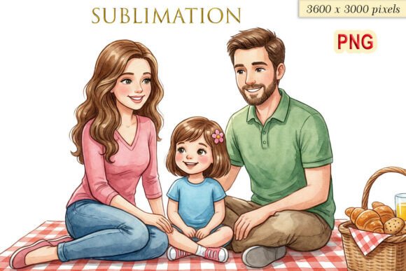 Download Family Picnic Watercolor Sublimation PNG - Family picnic Collection