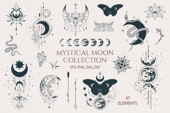 Download Hand Drawn Mystical Moon Collection - Raw Collection