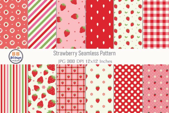 Download Strawberry Pattern Spring Summer Paper - Raw Collection