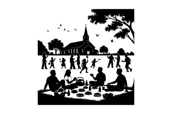 Download Family Picnic at Sunset Near Rural Churc - Family picnic Collection