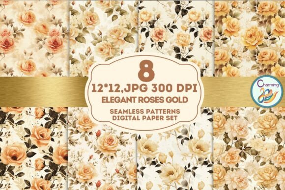 Download Seamless Paper: Elegant Roses Gold - Elegant roses Collection