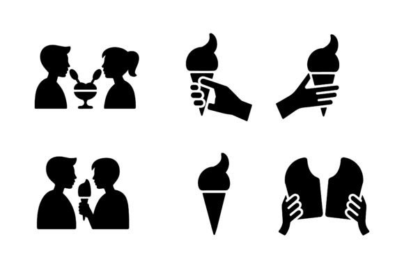 Download Ice Cream Sharing Vector Silhouette - Premium Bundle